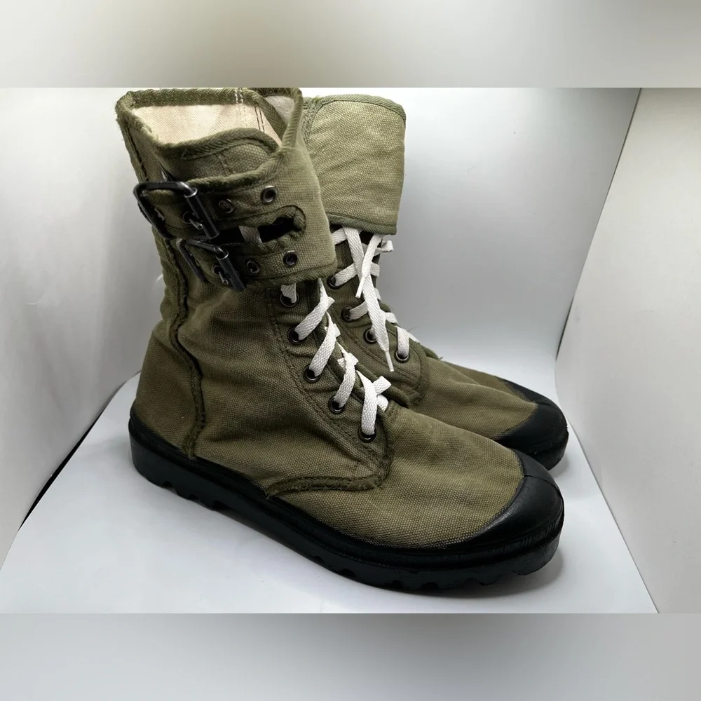 Vintage Wissart Military Canvas Gaiter Double Buckle Army Boot Size 43 - Picture 9 of 16